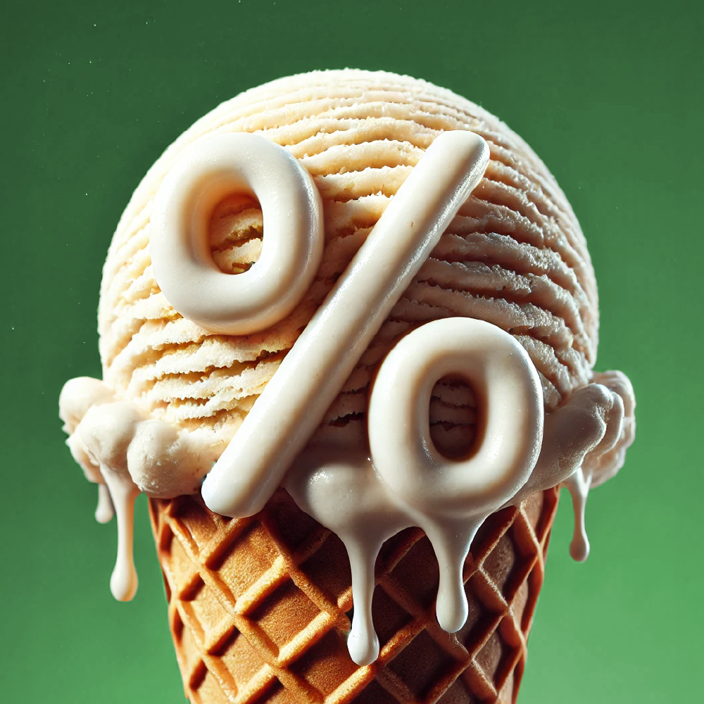 Eis schmilzt in Form eines Prozentzeichens