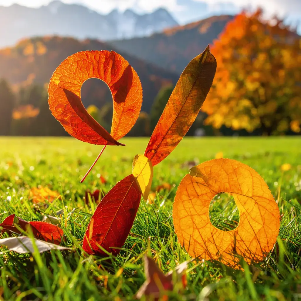 Herbstlaub in der Form eines Prozentzeichens