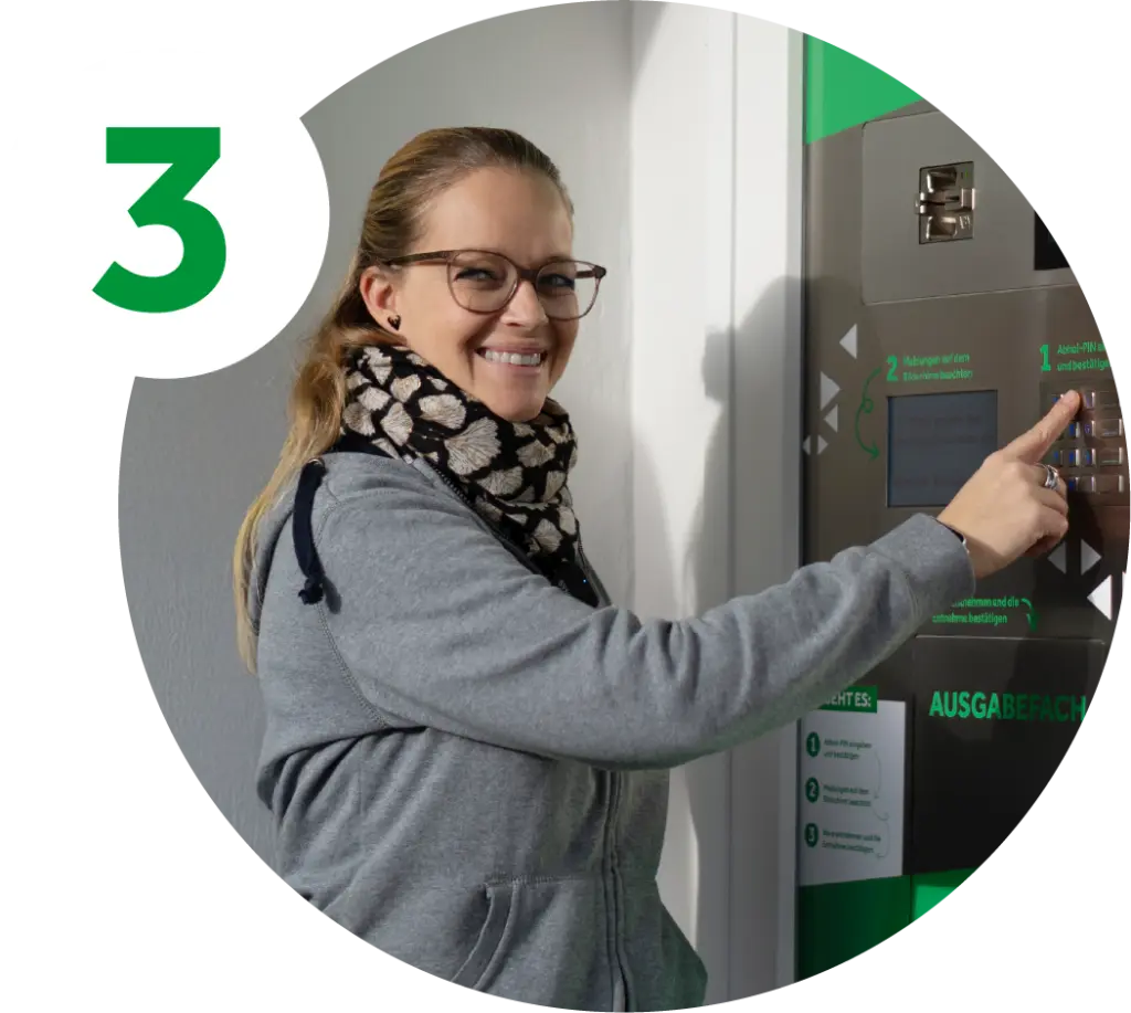 Schritt Drei. Eingabe der Abhol-PIN