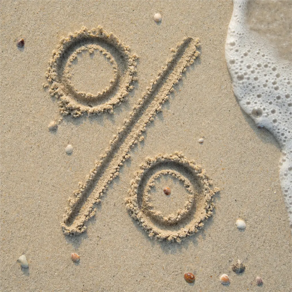 Prozentzeichen in den Sand geschrieben